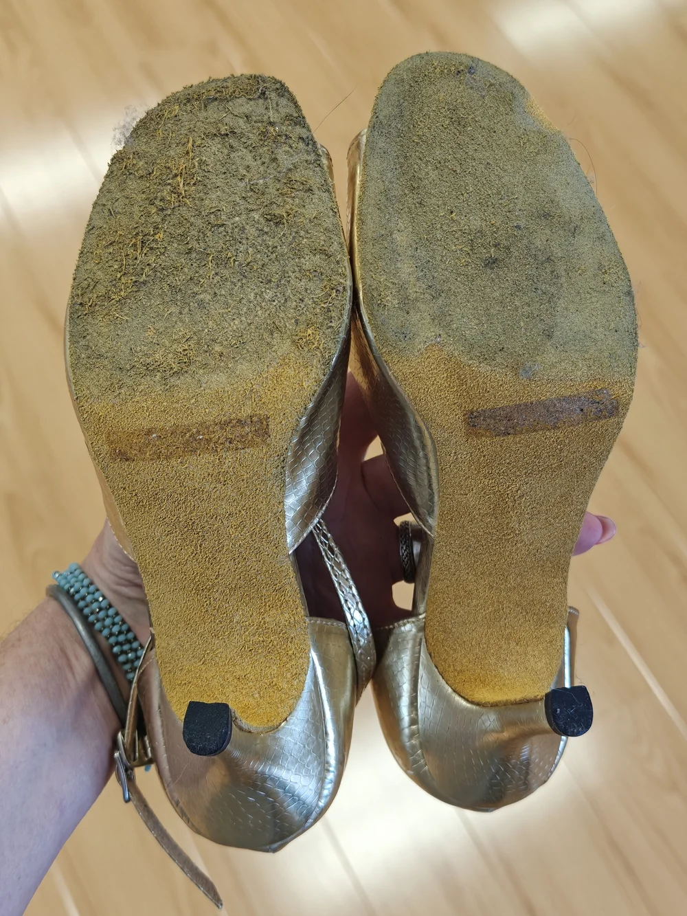 Gold Women's Open-Toe Heels